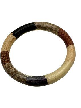 Vintage Eclectic Patchwork Bangle Bracelet Acrylic Lucite Multicolor Snake Print